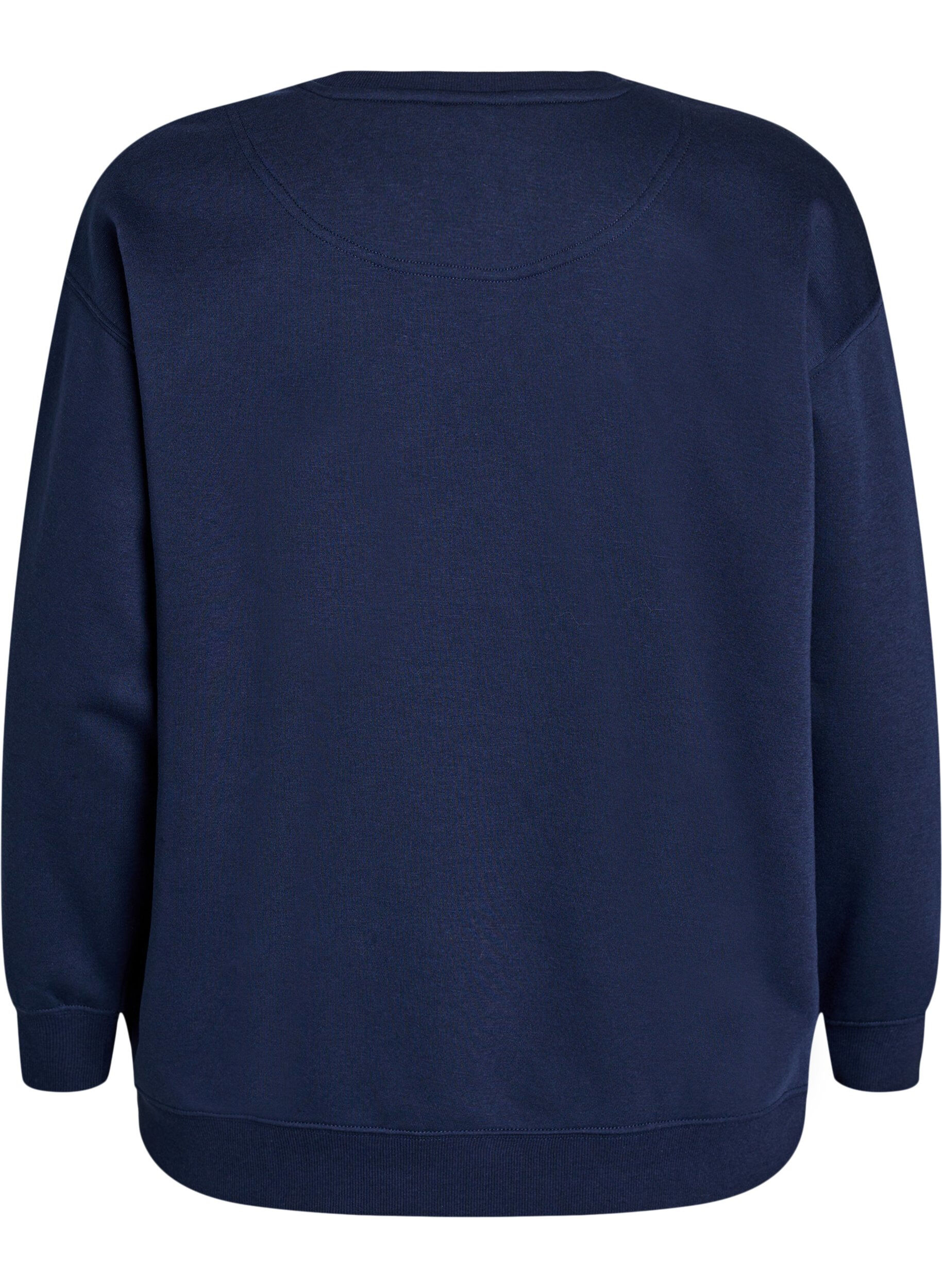 Zizzi Sportief sweatshirt met print, Blauw, Packshot image number 1