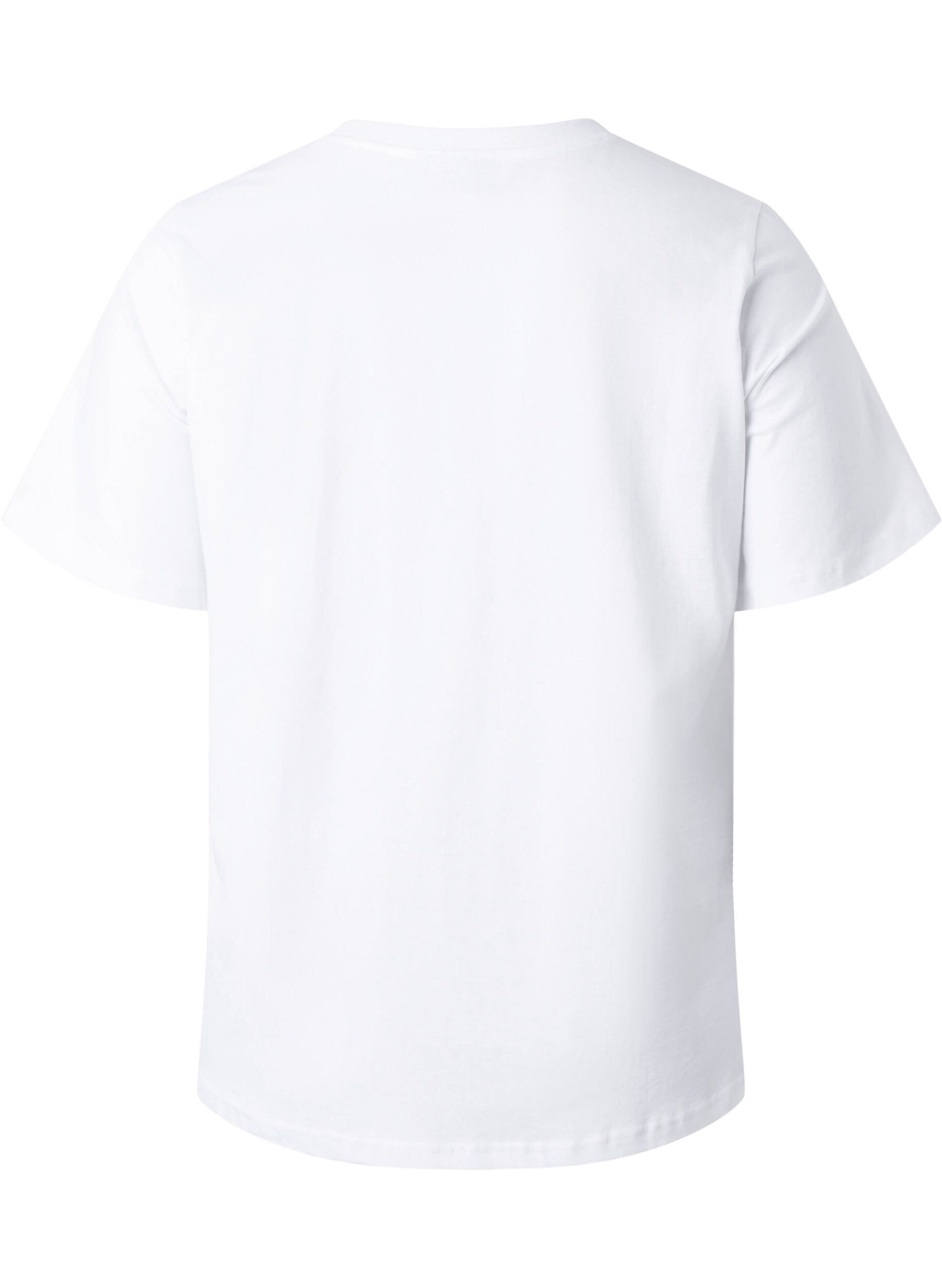 Zizzi T-shirt van biologisch katoen met tekst, White HARMONY, Packshot image number 1