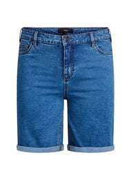 Strakzittende denim shorts met een hoge taille, Blauw