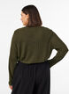 Jersey blouse met geribde structuur en lange mouwen, Groen, Model image number 2
