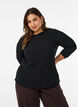 Blouse met structuur en golvende randen, Zwart, Model image number 0