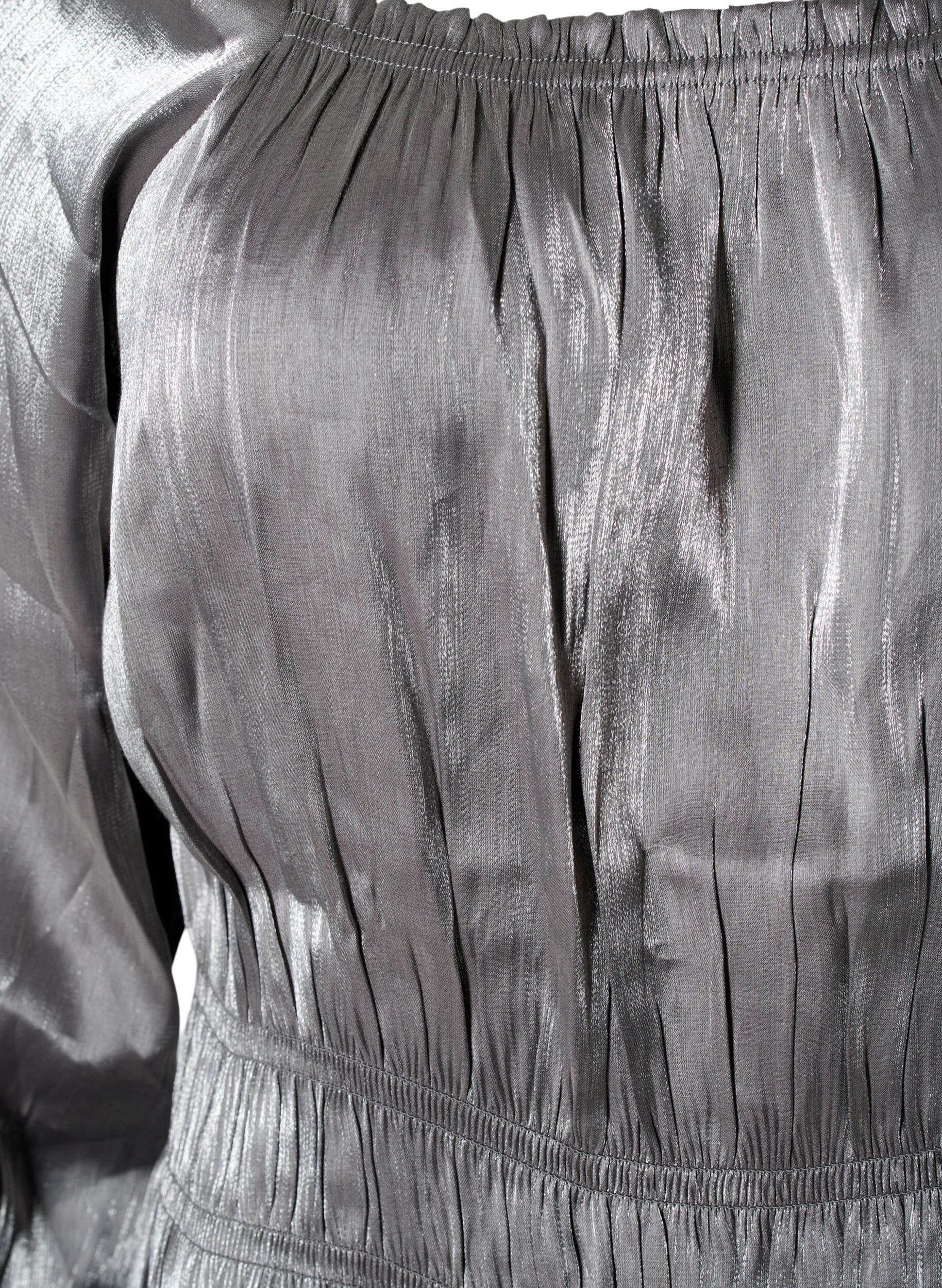 Zizzi Zilverkleurige blouse met 3/4 mouwen en smok, Dark Silver, Packshot image number 2