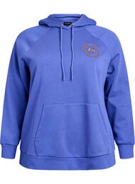 Hoodie met geborduurd frontmotief, Blauw