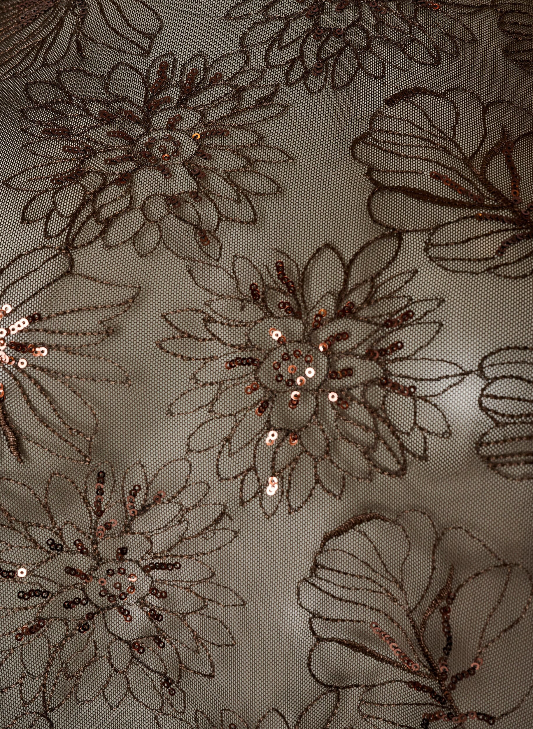 ZizziMesh blouse met bloemen en pailletten, Bruin, Packshot image number 2