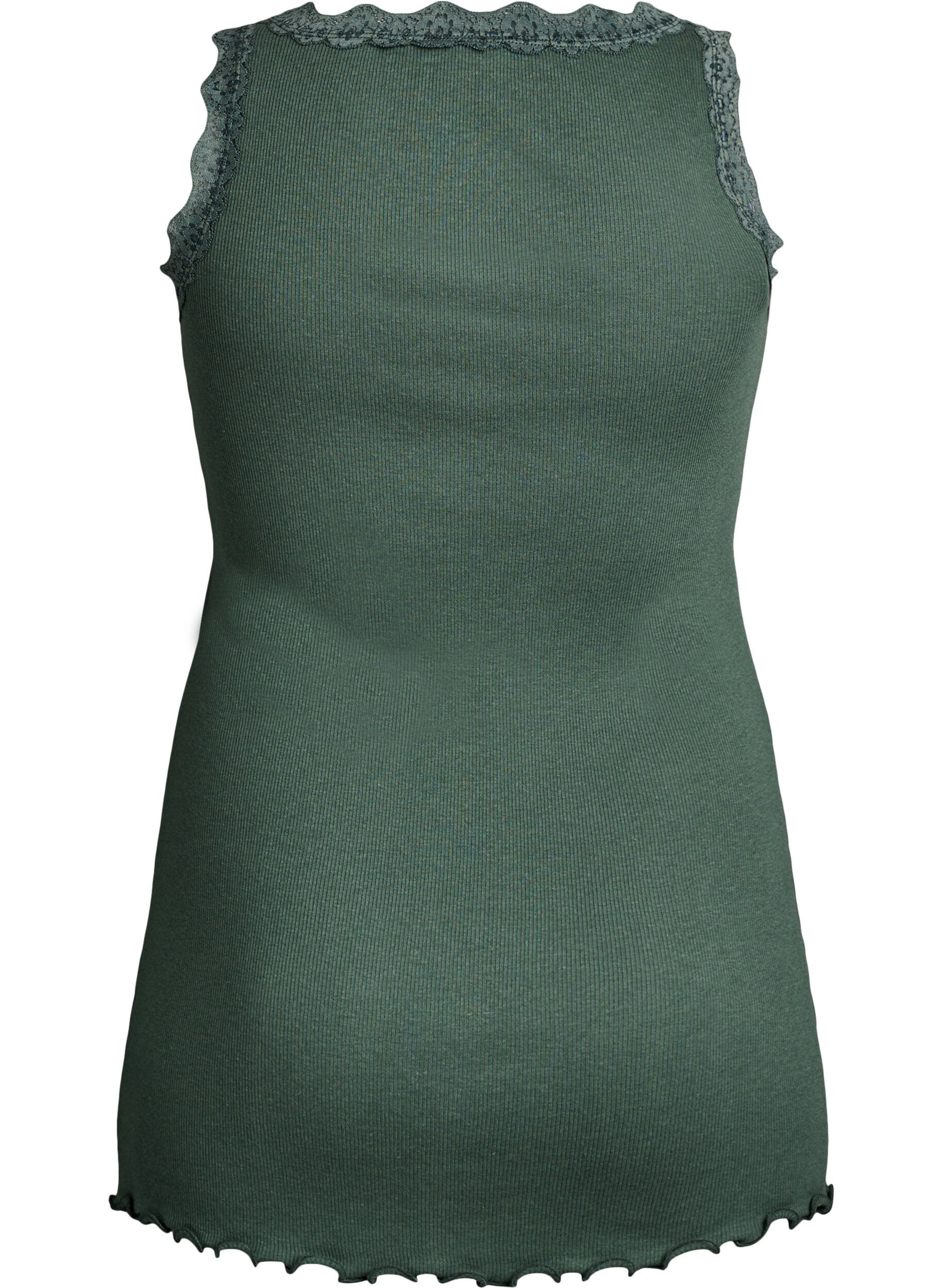 ZizziTop met kanten afwerking, Groen, Packshot image number 1