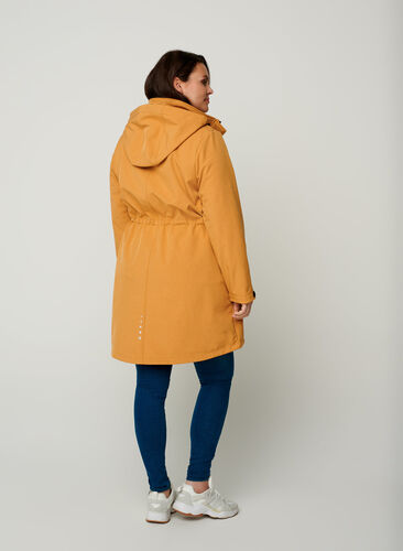 Lange softshell jas met capuchon, Spruce Yellow, Model image number 1