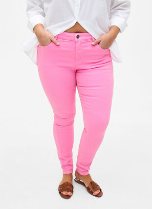 Super slim fit Amy jeans met hoge taille, Rosebloom, Model image number 2