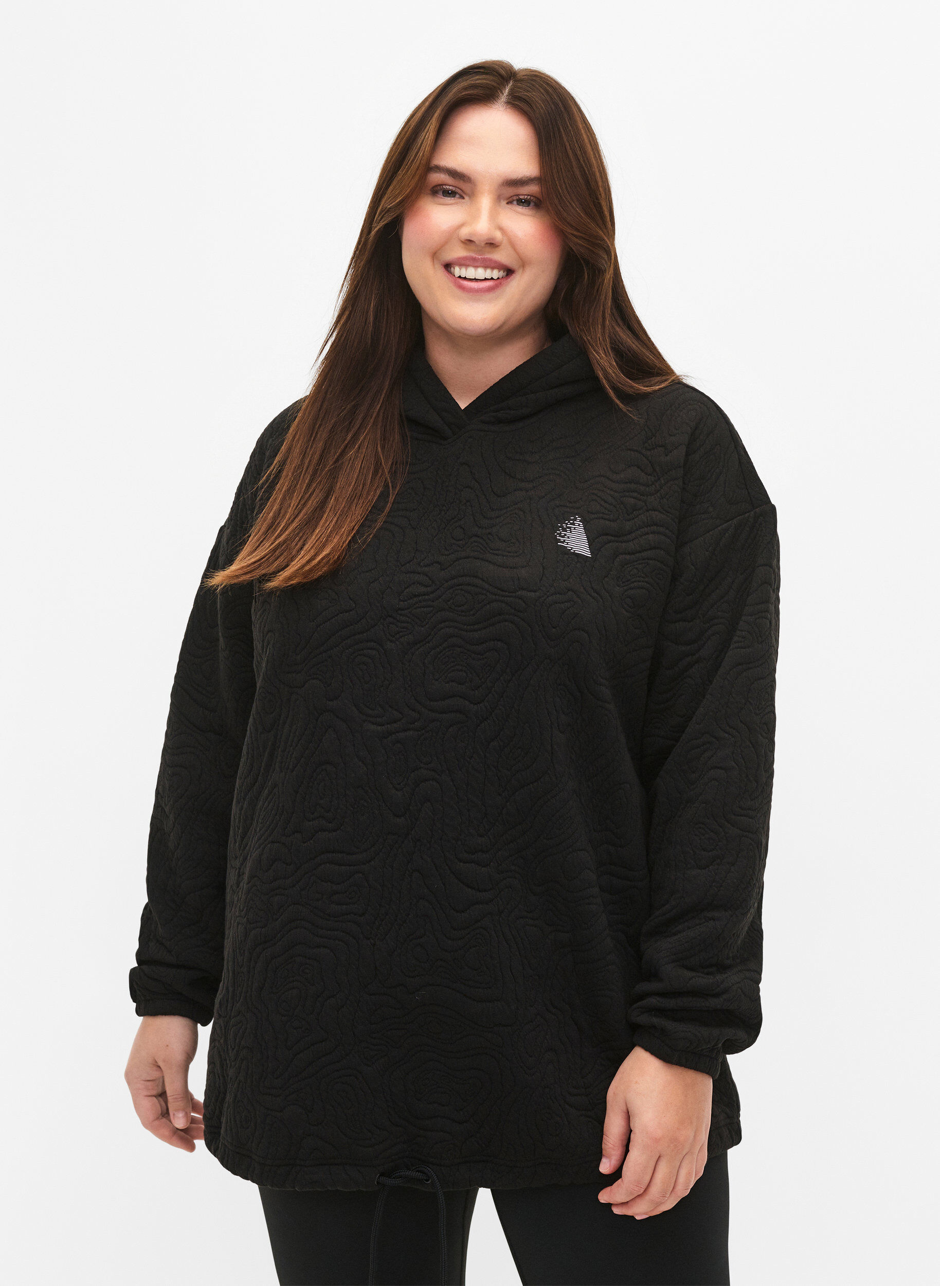 Zizzi Sportief sweatshirt met capuchon, Black, Model image number 0