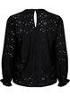 Blouse met lange mouwen en gaatjespatroon, Black, Packshot image number 1