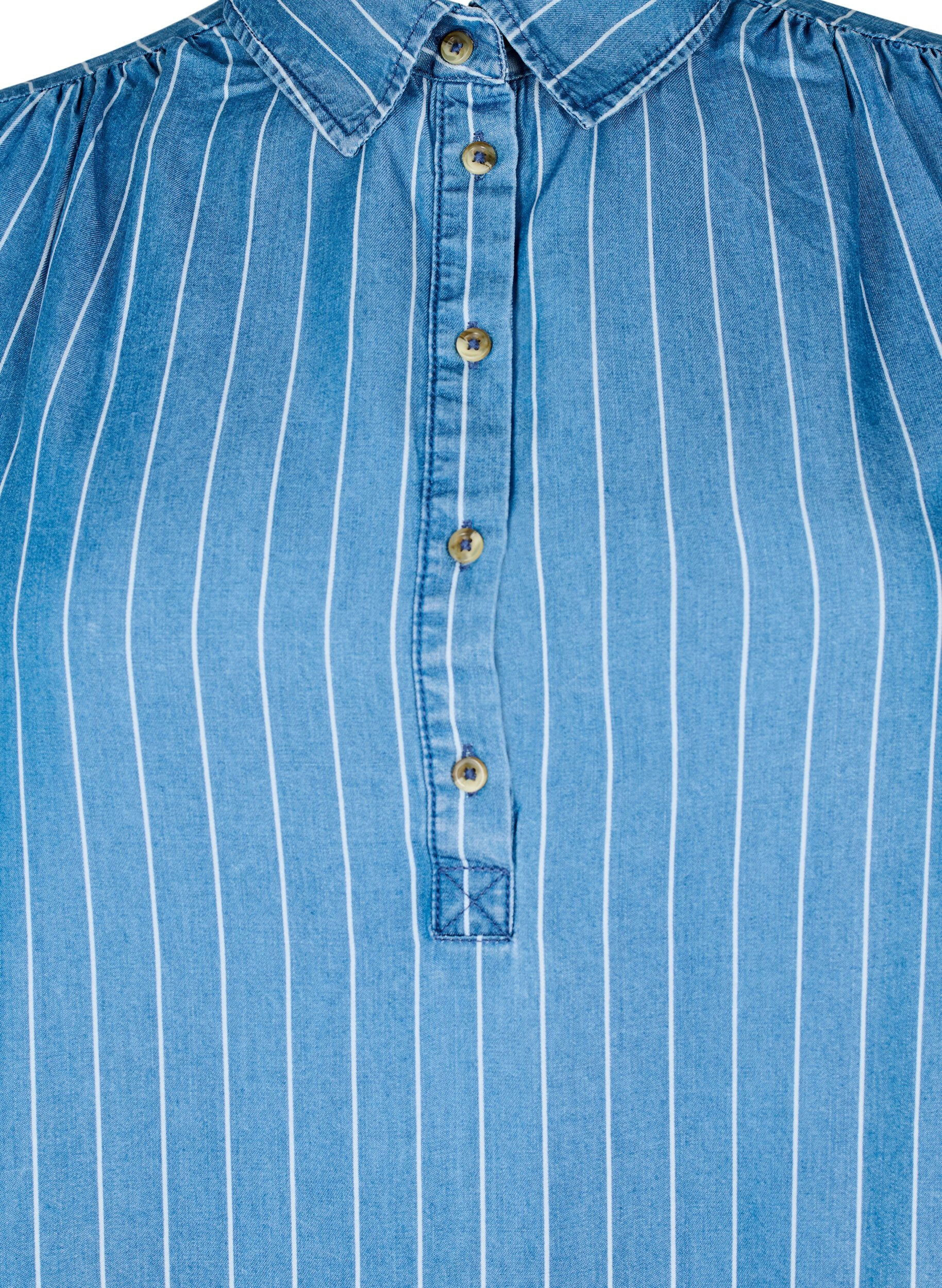 Zizzi Gestreepte TENCEL&trade; denim tuniek, Blauw, Packshot image number 2