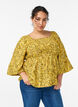 Blouse met smock en vierkante halslijn, Geel, Model image number 0