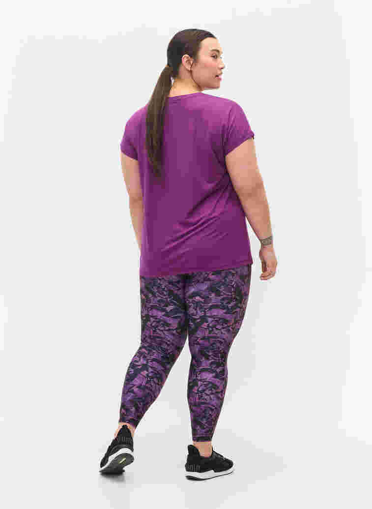 Cropped sportlegging met print, Multi Purple, Model image number 1
