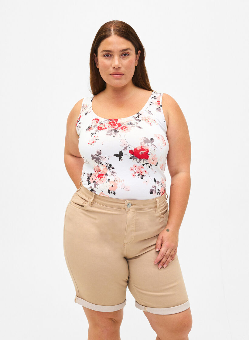 Korte spijkerbroek met strakke pasvorm en hoge taille, Nomad, Model image number 0