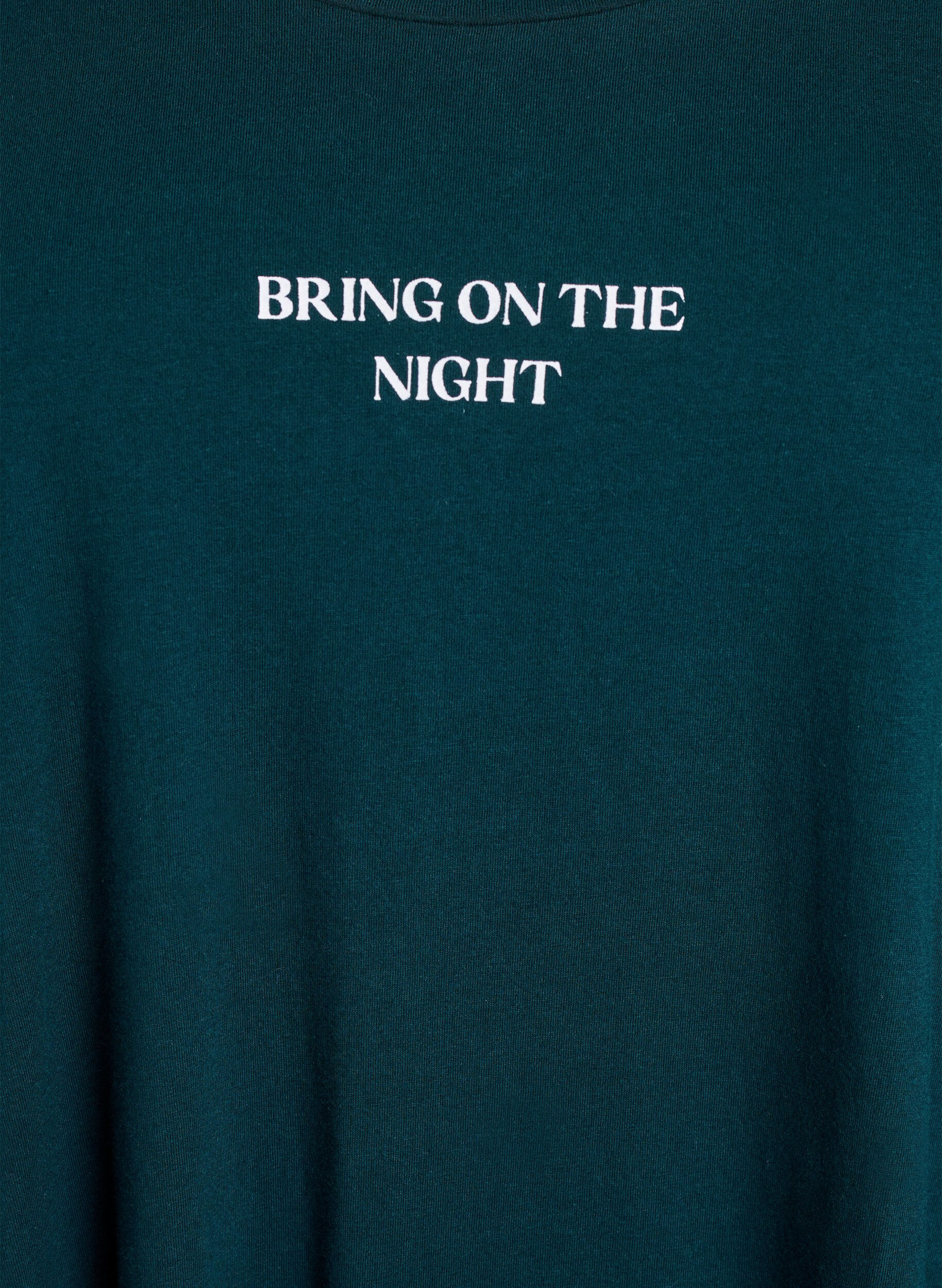 Zizzi Nachthemd met lange mouwen in biologisch katoen, Groen, Packshot image number 2