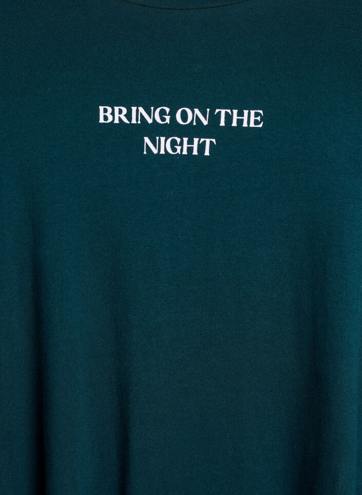 Nachthemd met lange mouwen in biologisch katoen, Groen, Packshot image number 2