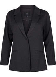 Basic blazer met knoop en sierzakken, Grijs