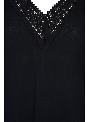 Viscose tuniek met korte mouwen en kanten details, Black, Packshot image number 2