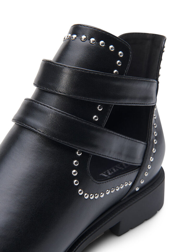 Wide fit - Enkellaarsjes met studs, Black, Packshot image number 4
