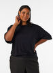 Jersey blouse met halflange ballonmouwen, Zwart, Model image number 0