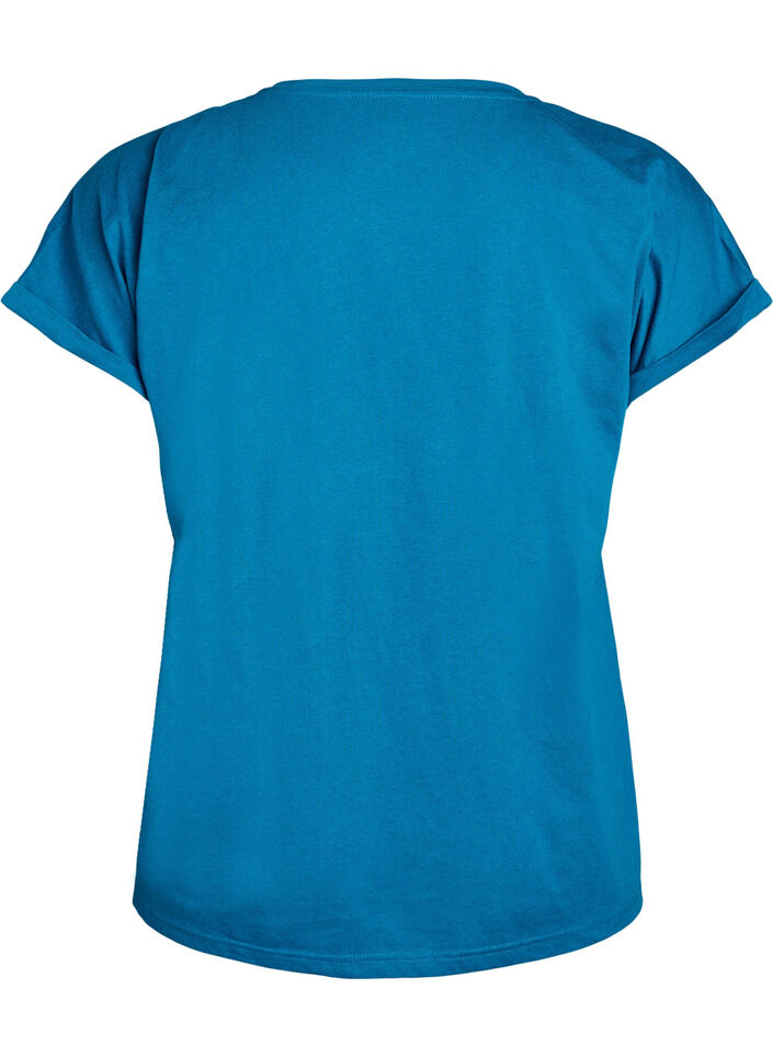 T-shirt met korte mouwen van katoenmix, Blauw, Packshot image number 1