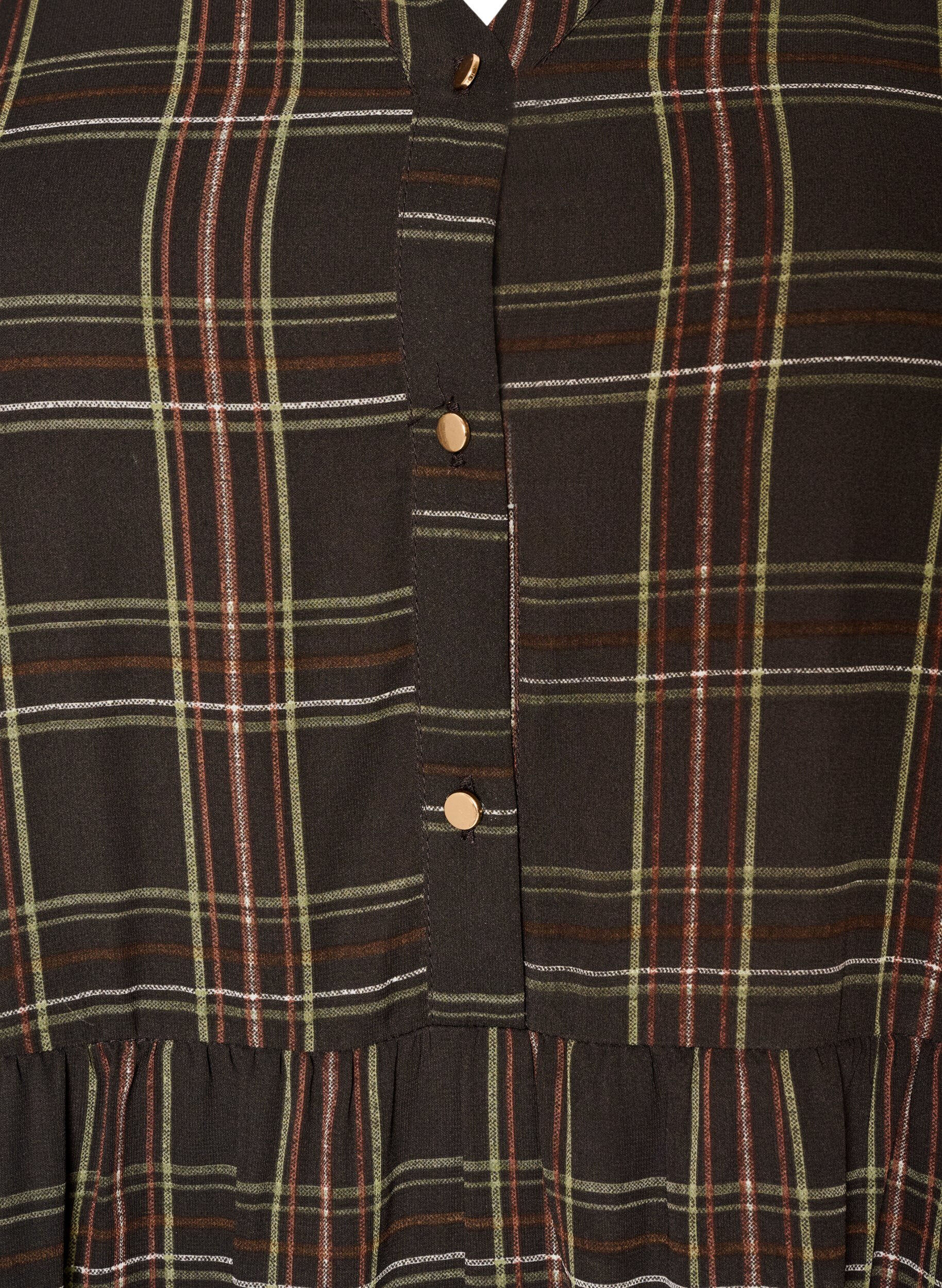 ZizziGecontroleerde midi-jurk met een rok in lagen, Bruin, Packshot image number 2