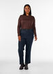 Blouse met lange mouwen van wol en viscose, Bruin, Model image number 1
