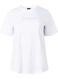 T-shirt van biologisch katoen met tekst, White HARMONY
