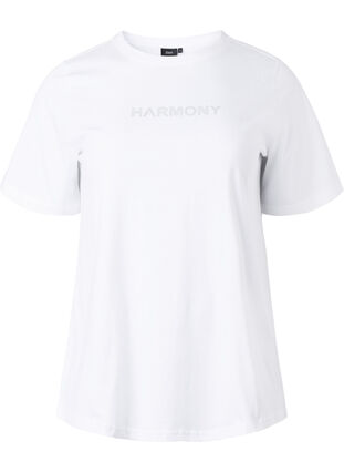 T-shirt van biologisch katoen met tekst, White HARMONY, Packshot image number 0