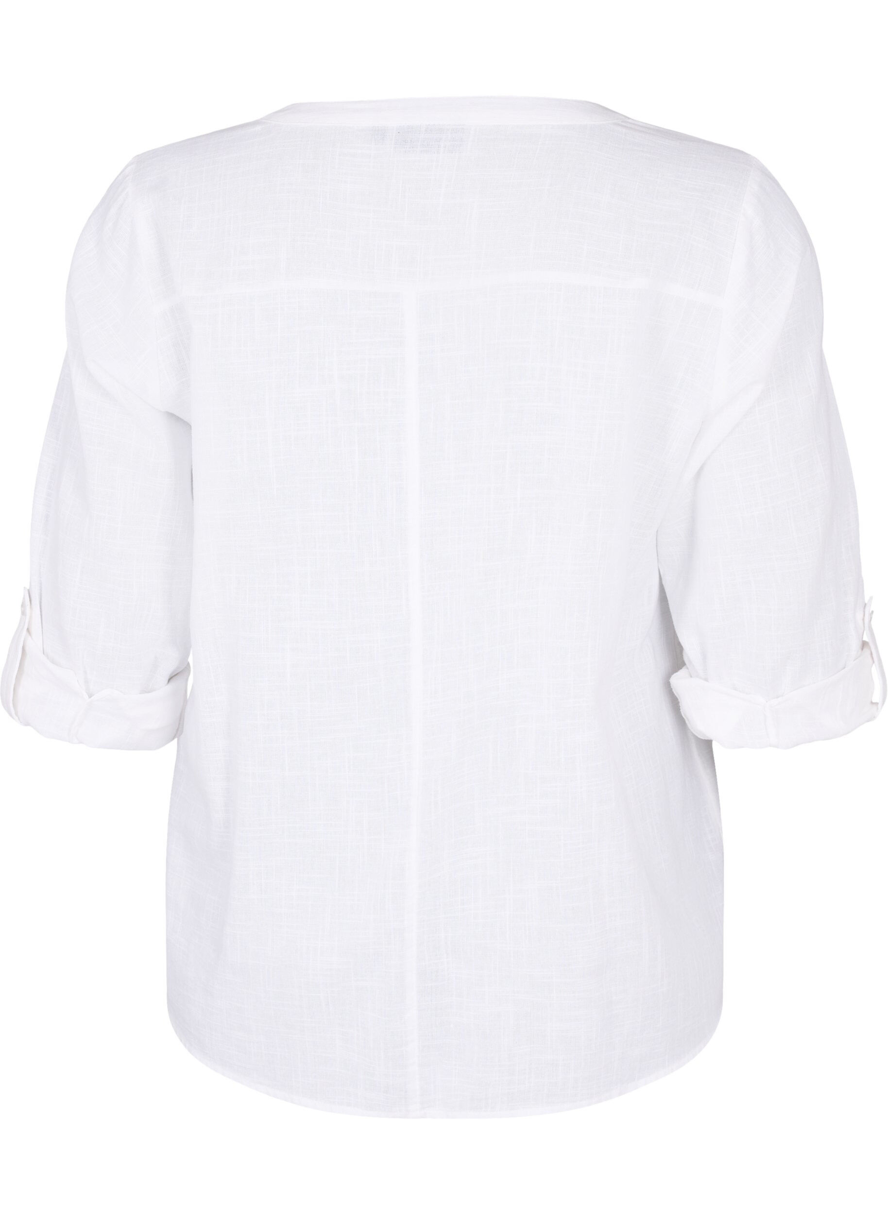 Zizzi Blouse van katoen met v-hals, Bright White, Packshot image number 1