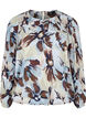 Blouse met lange mouwen, print en knoop, Grey Flower AOP, Packshot image number 0