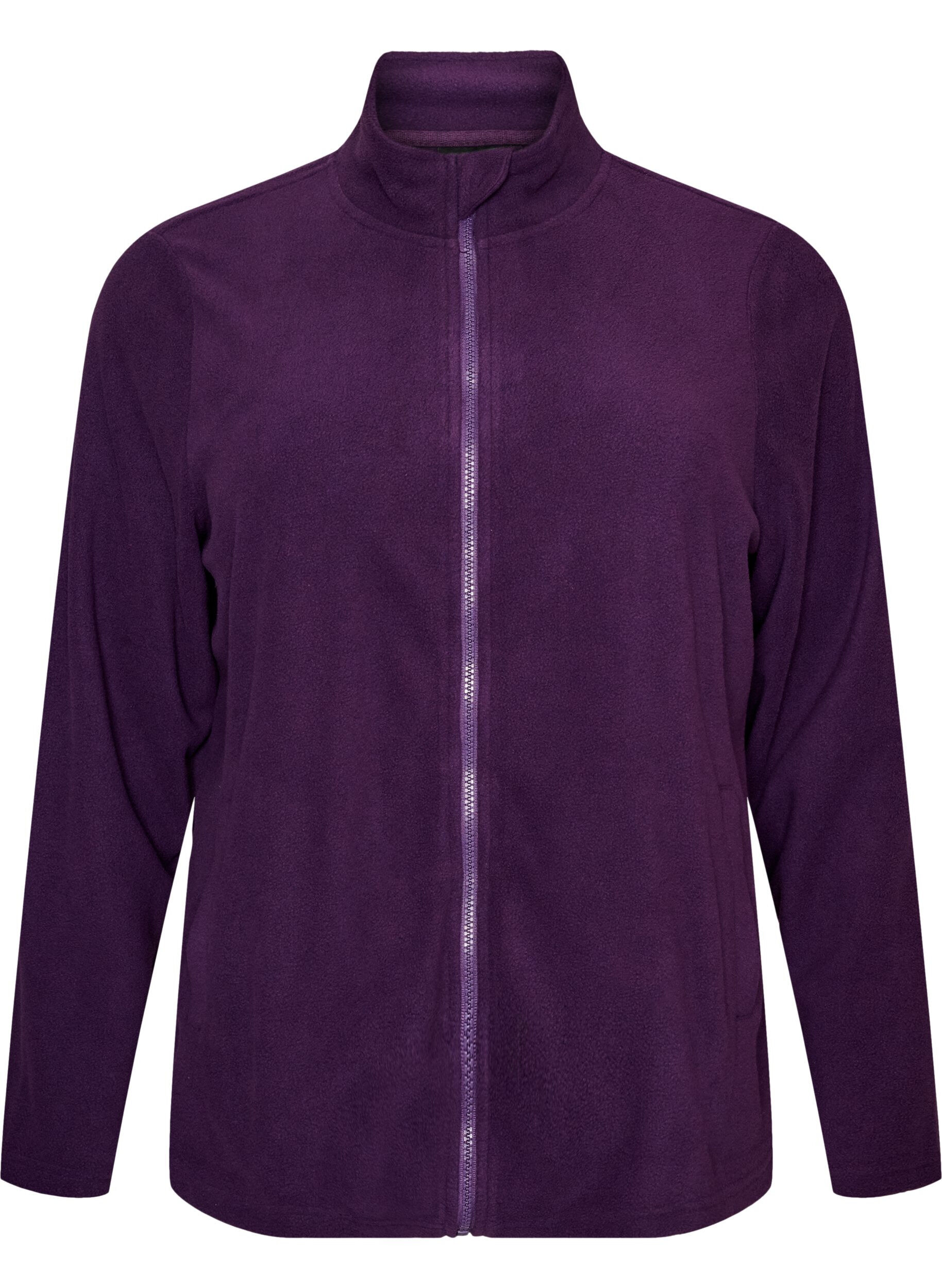 ZizziFleecetop met ritssluiting en hoge kraag, Paars, Packshot image number 0
