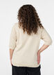 Fijngebreide blouse met korte mouwen, Beige, Model image number 2