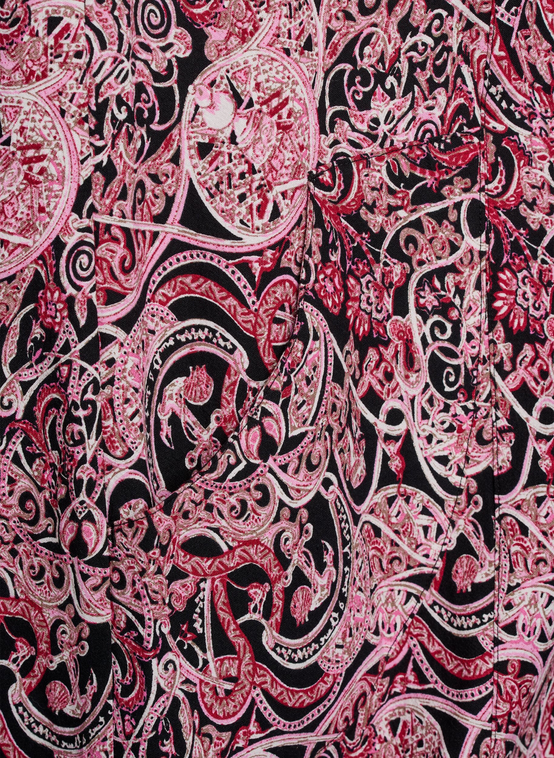 Zizzi Katoenen jurk met korte mouwen en print, Zwart, Packshot image number 3