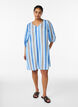 Korte jurk in linnen en viscose met 3/4 mouwen, Blauw, Model image number 1