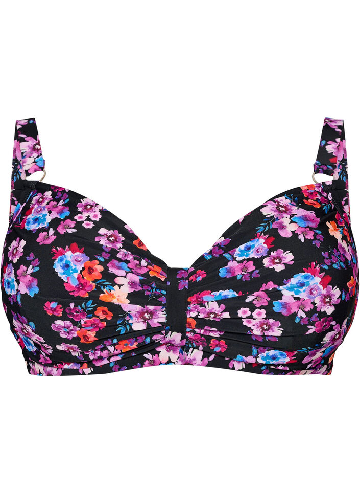 Bikinitop met beugel en patroon, Paars, Packshot image number 0