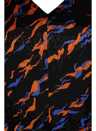 Midi-jurk met print en 3/4-mouwen in viscose, Black Tiger AOP, Packshot image number 2