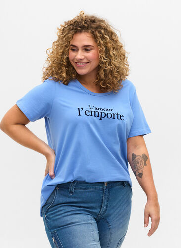 Katoenen t-shirt met korte mouwen en print, Ultramarine / N.Sky, Model image number 0