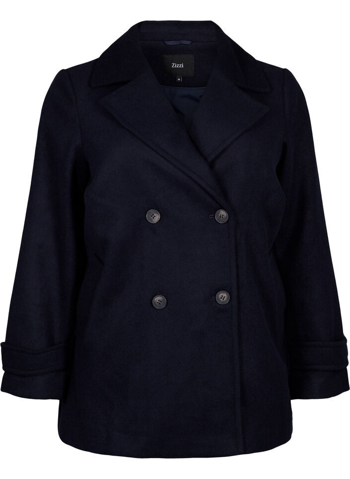 Korte jas met dubbele knoopsluiting, Blauw, Packshot image number 0