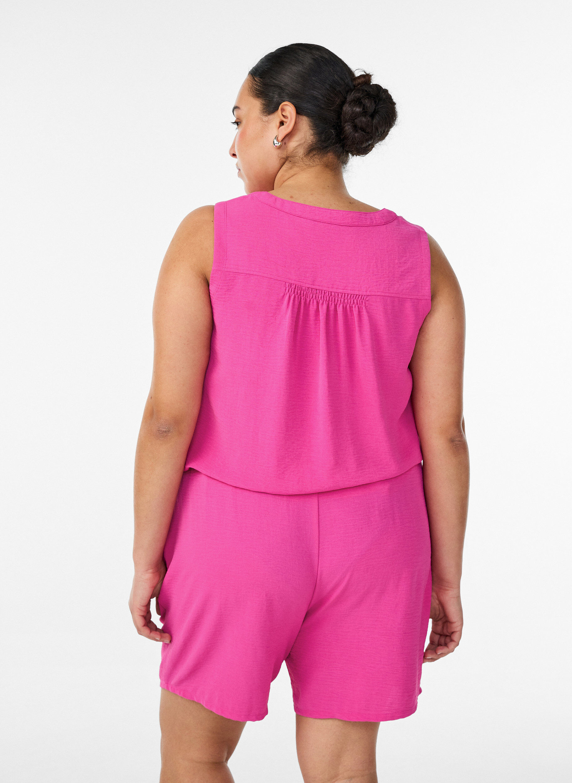 ZizziKorte broek met zakken en elastische tailleband, Roze, Model image number 2
