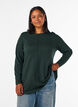 Gebreide blouse gemaakt van katoen en viscose., Groen, Model image number 0