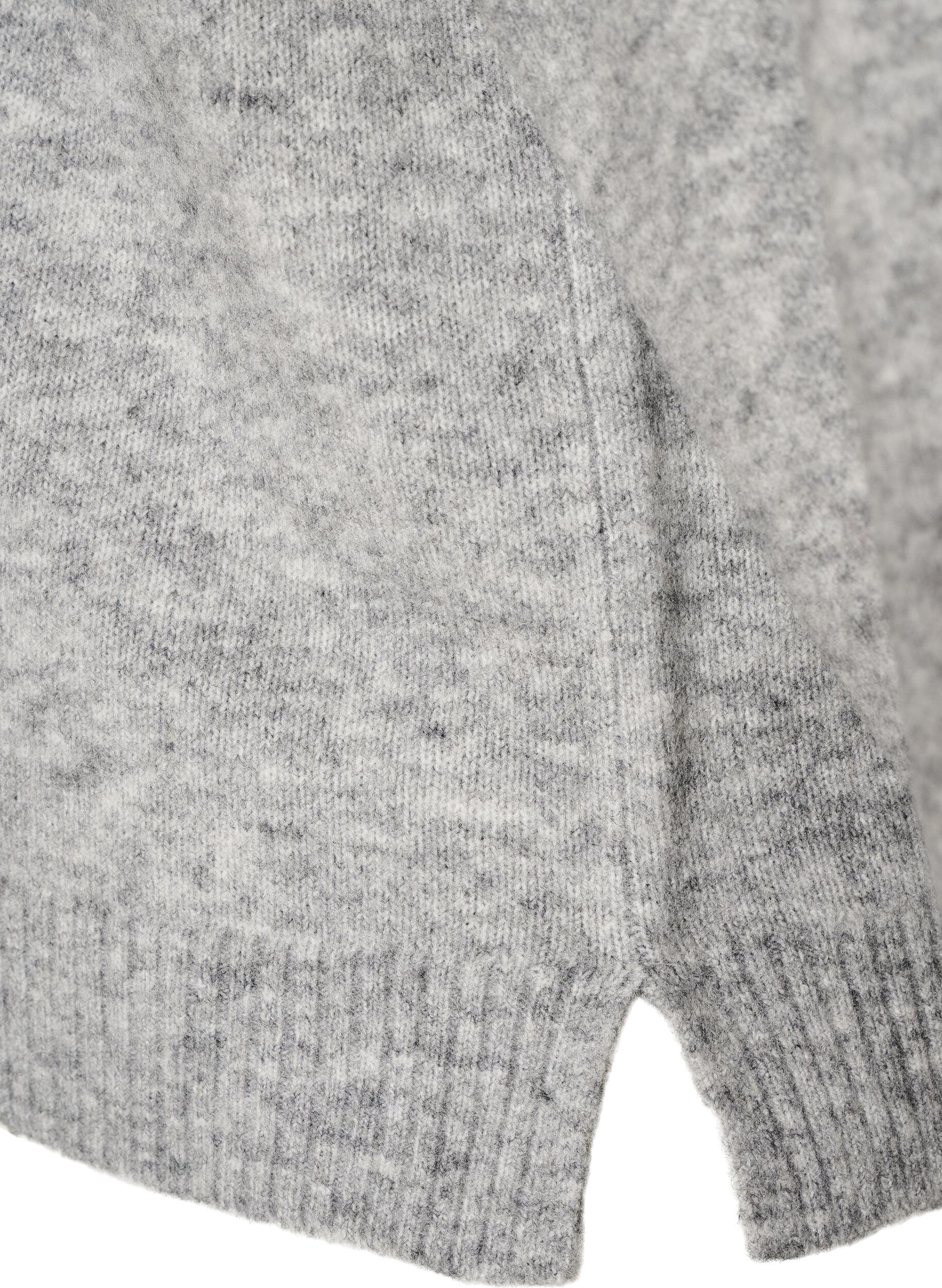 ZizziLosse gebreide blouse met alpaca en wol, Grijs, Packshot image number 3
