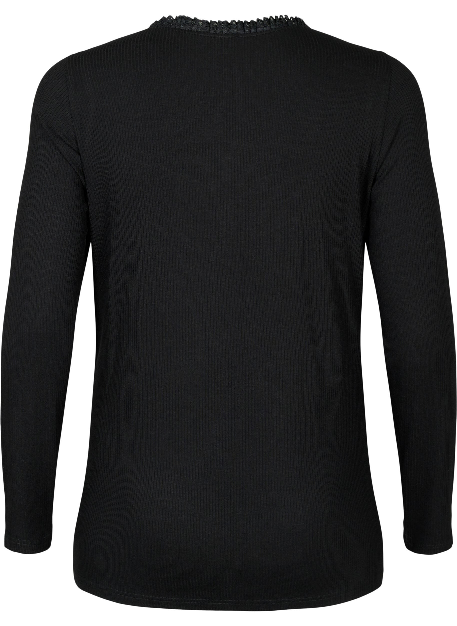 Zizzi Zwangerschapsblouse met kant en lange mouwen, Zwart, Packshot image number 1