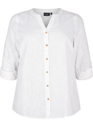 Katoenen blouse met een V-hals, Wit