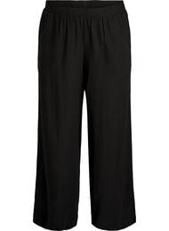 Wijde linnen en viscose broek, Zwart