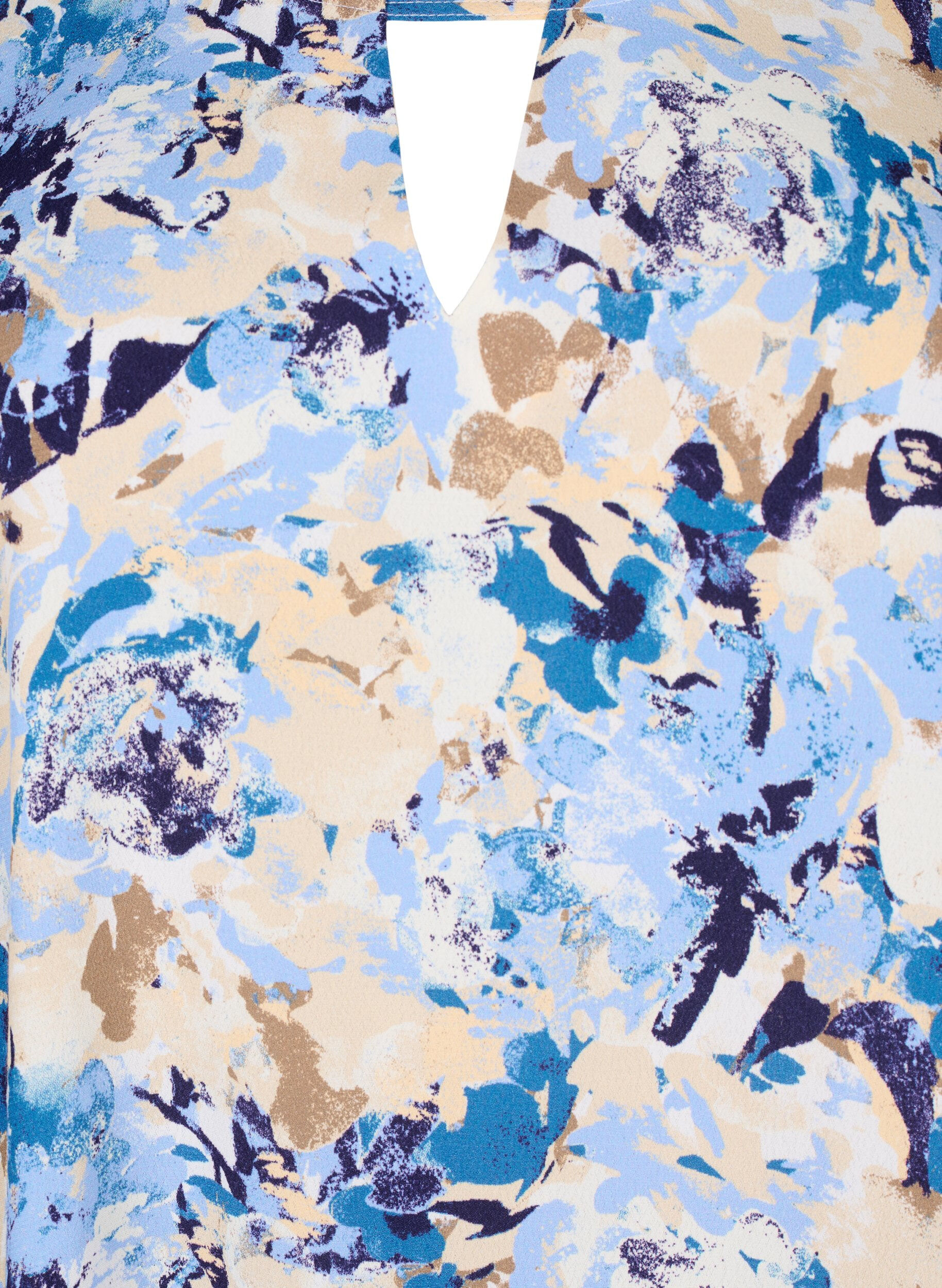 Zizzi Korte mouw visrose Blouse met print, Blauw, Packshot image number 2