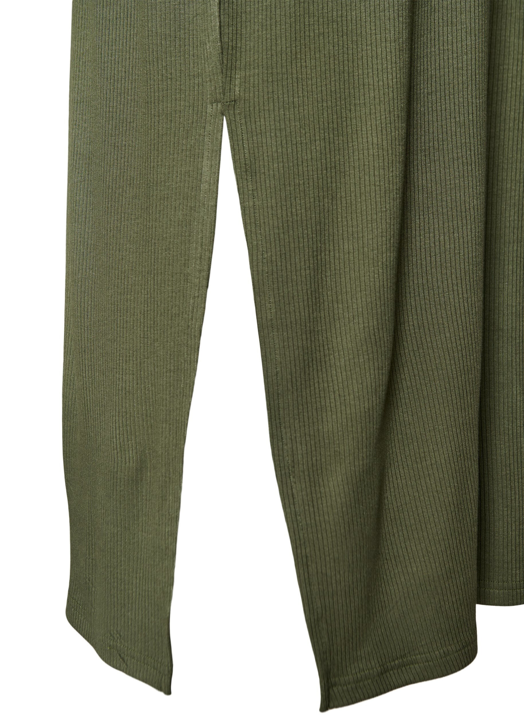 Zizzi Mouwloze ribjurk van viscose, Groen, Packshot image number 3