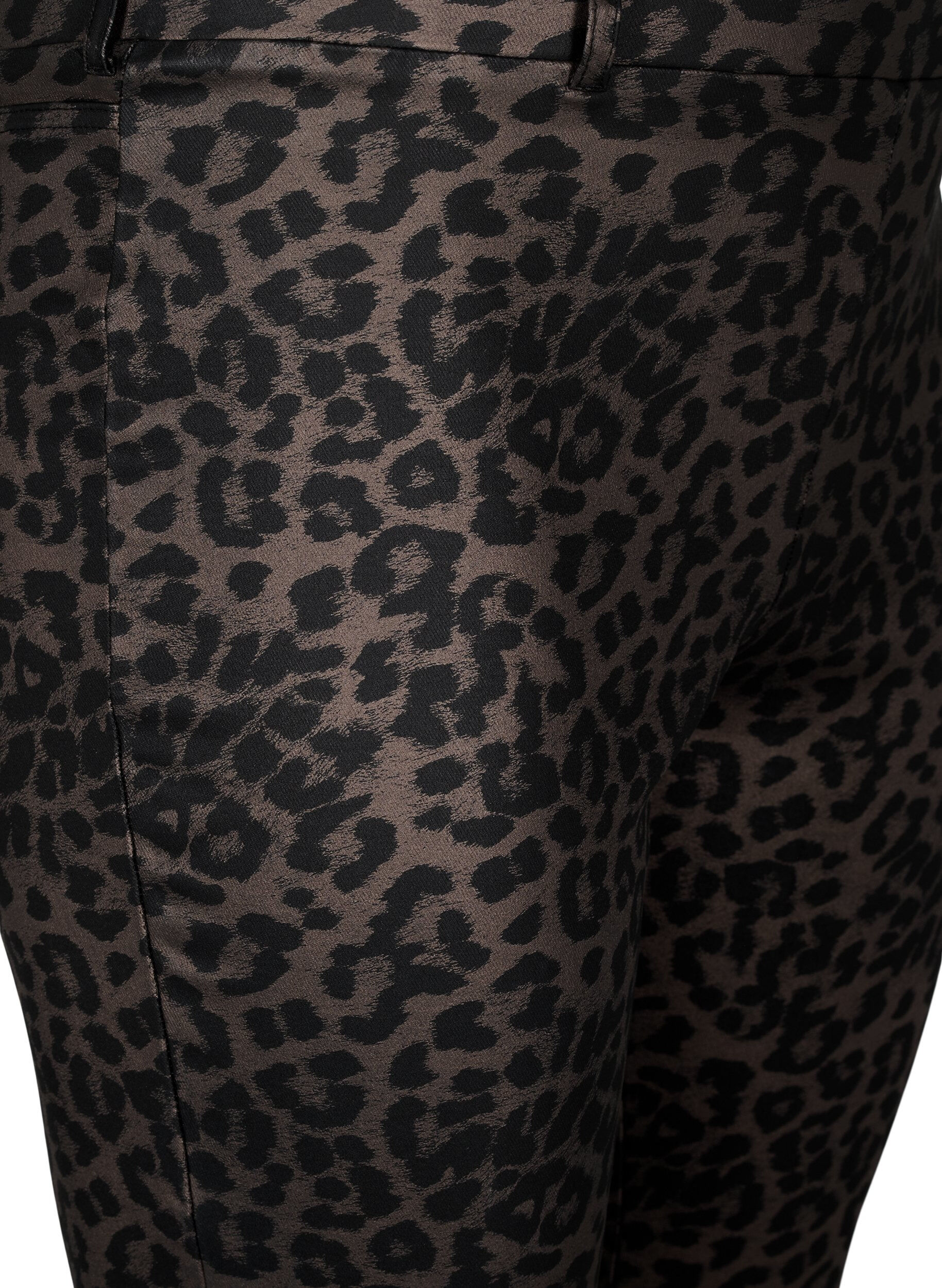 Zizzi Gecoate leggings met luipaardprint en gecropte lengte, Bruin, Packshot image number 2