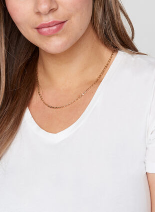 Korte goudkleurige halsketting, Gold, Model image number 0