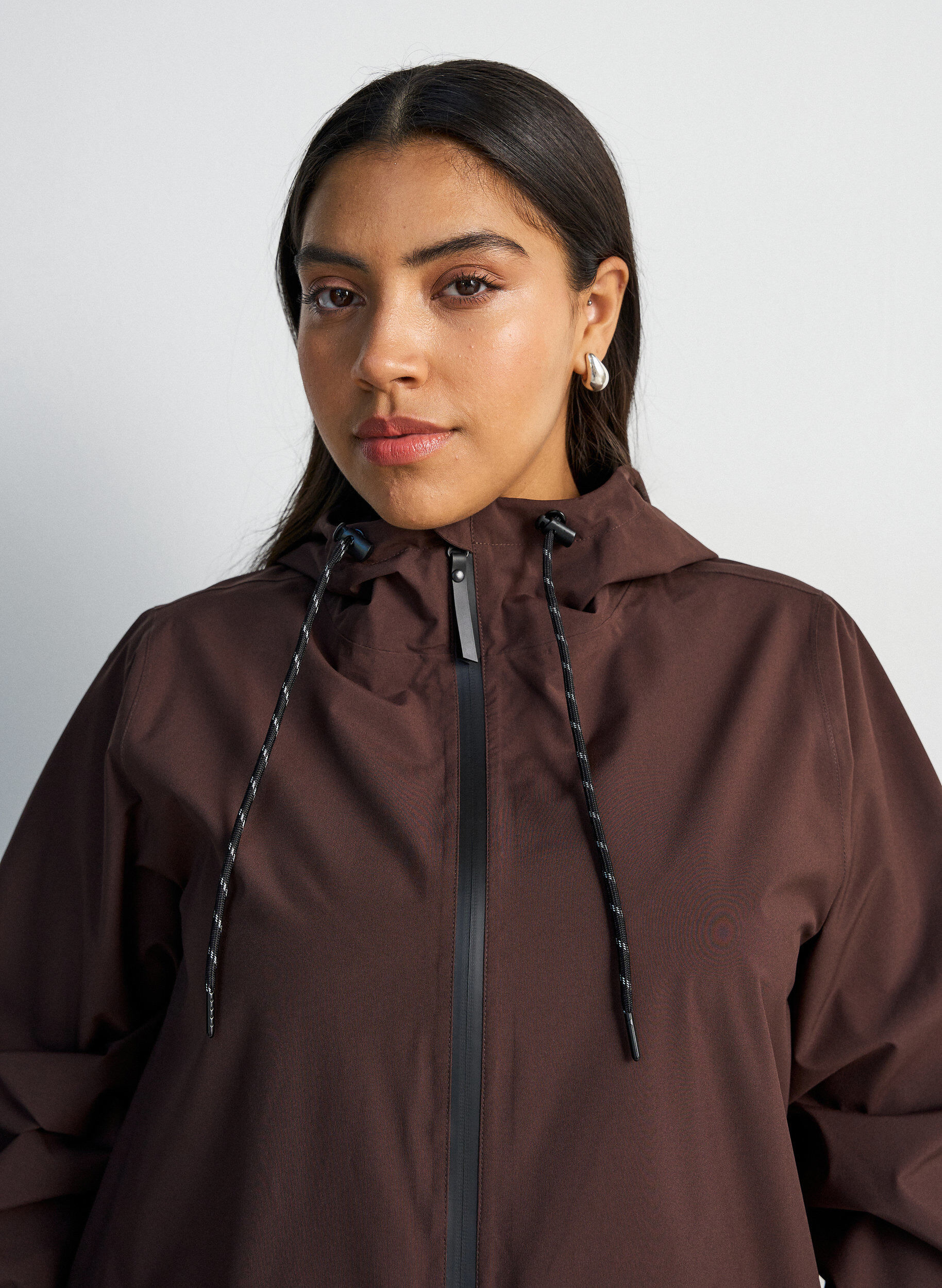 ZizziRegenjas met zakken en capuchon, Bruin, Model image number 4
