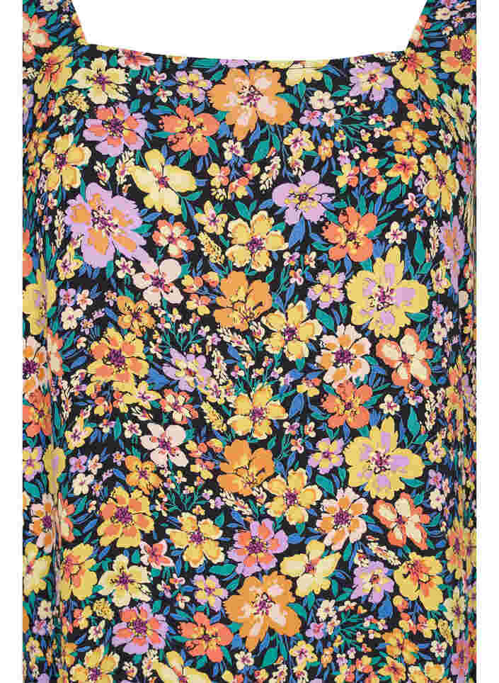 Gebloemde midi-jurk in viscose, Multi Flower AOP, Packshot image number 2